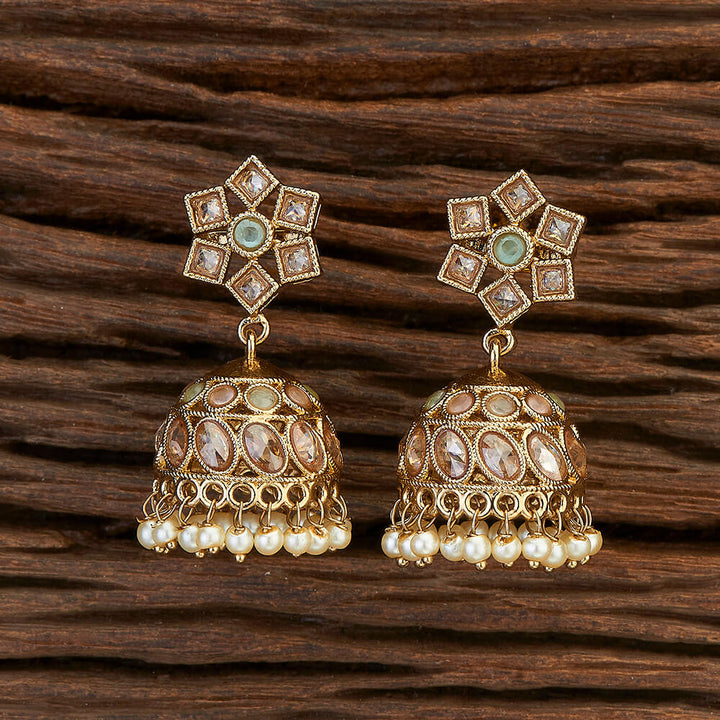 Antique Delicate Earring With Mehndi Plating 216069