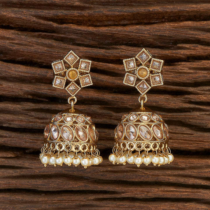 Antique Delicate Earring With Mehndi Plating 216069