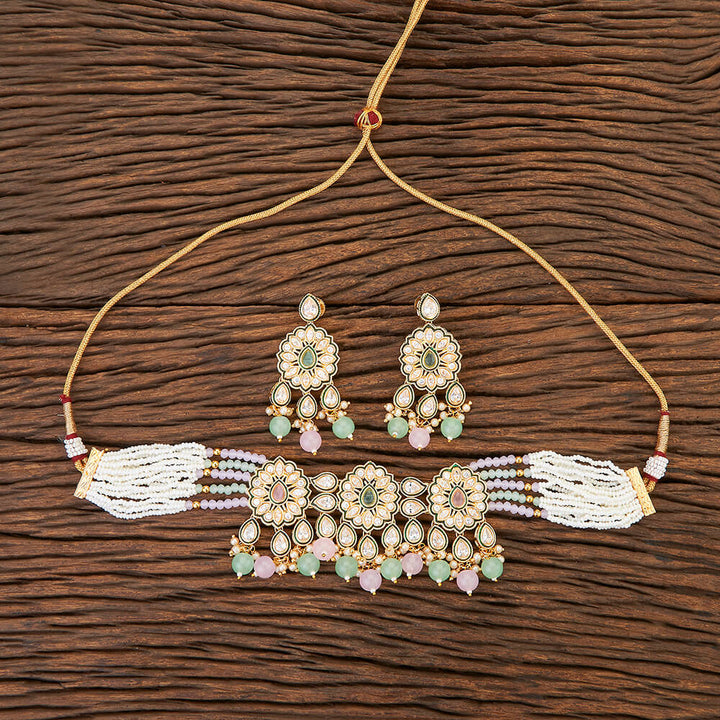 Antique Meenakari Necklace With Gold Plating 216080