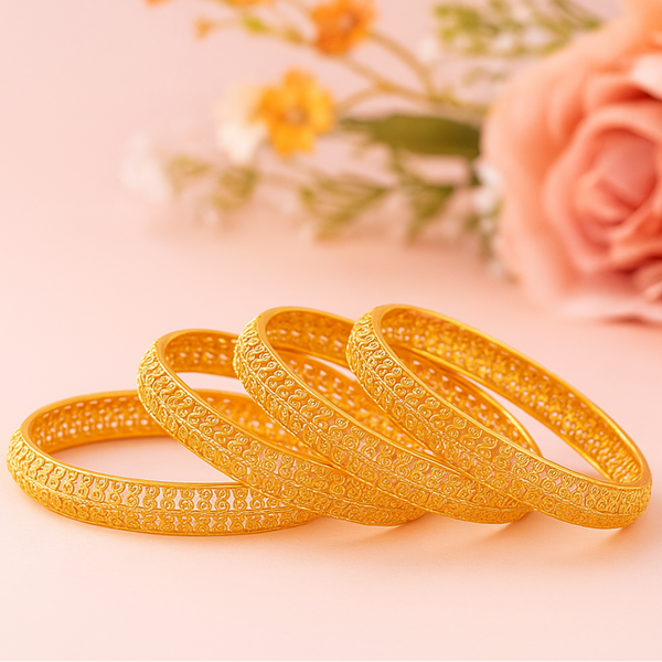 216242 Antique Plain Gold Bangles With Gold Plating