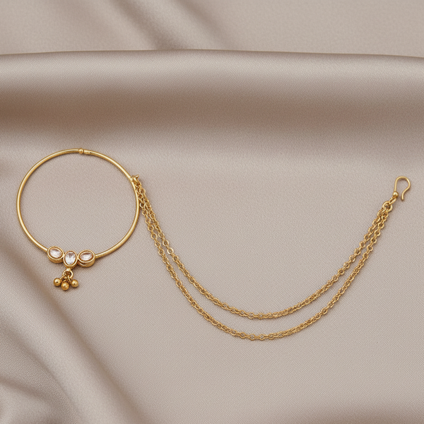 216362 Antique Pressing Nose Ring With Mehndi Plating