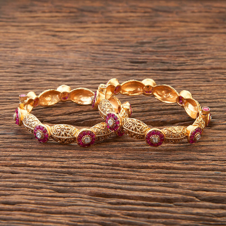 Antique Openable Bangles With Matte Gold Plating 216391