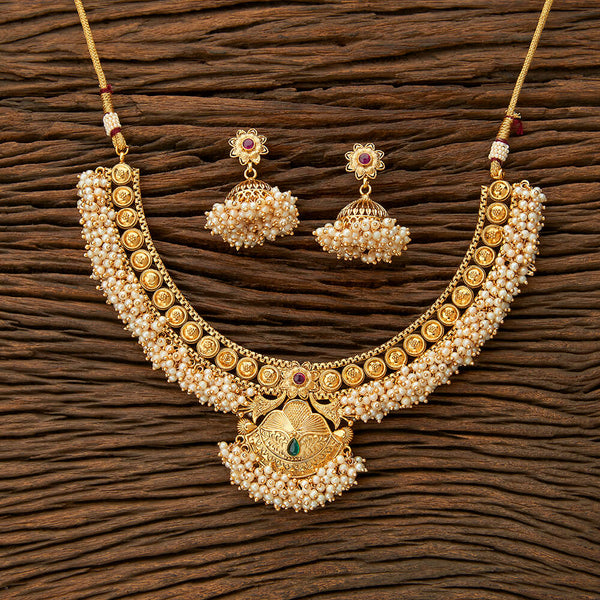 216491 Antique Moti Necklace With Gold Plating