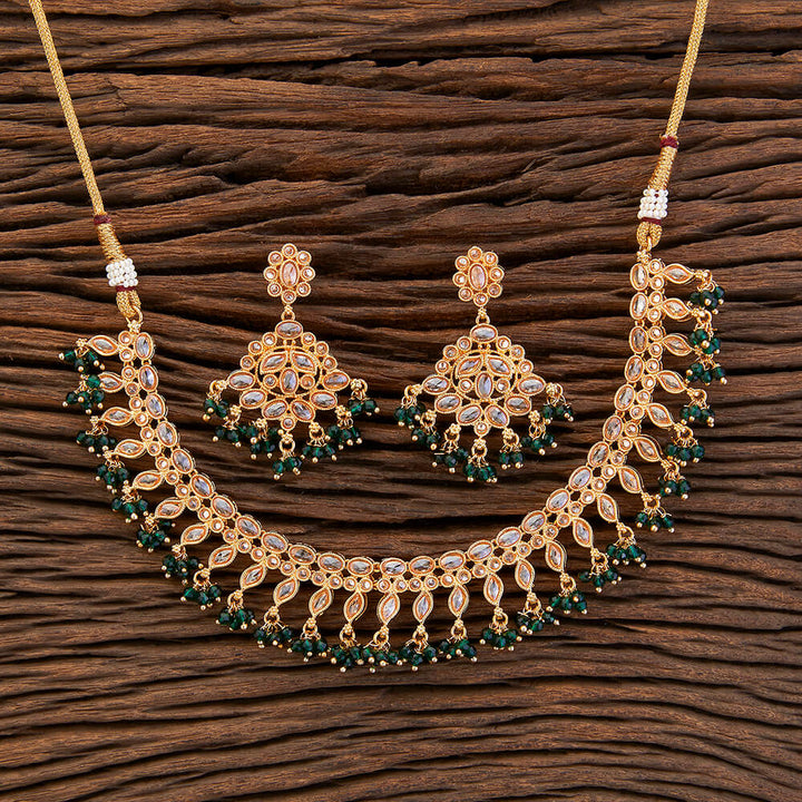 Antique Moti Necklace With Gold Plating 216581