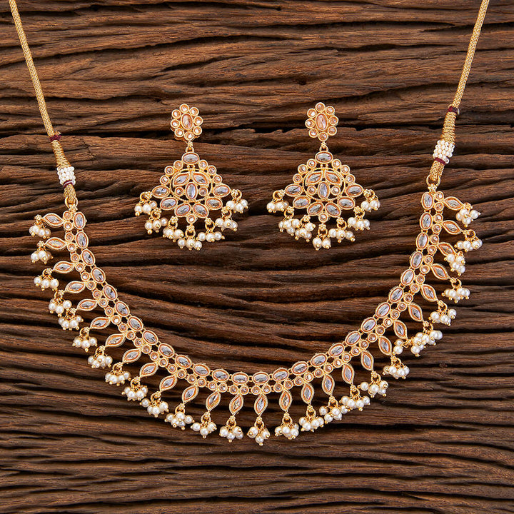 Antique Moti Necklace With Gold Plating 216581