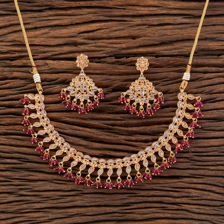 Antique Moti Necklace With Gold Plating 216581