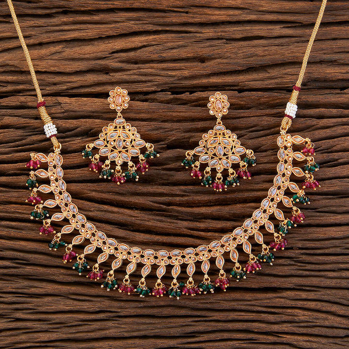 Antique Moti Necklace With Gold Plating 216581