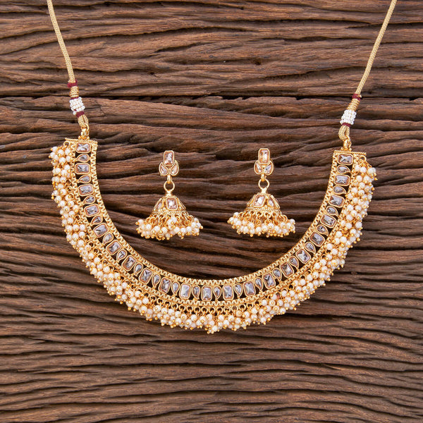 Antique Moti Necklace With Gold Plating 216700