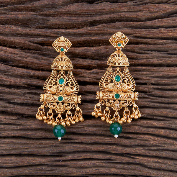 Antique Peacock Earring With Matte Gold Plating 216730