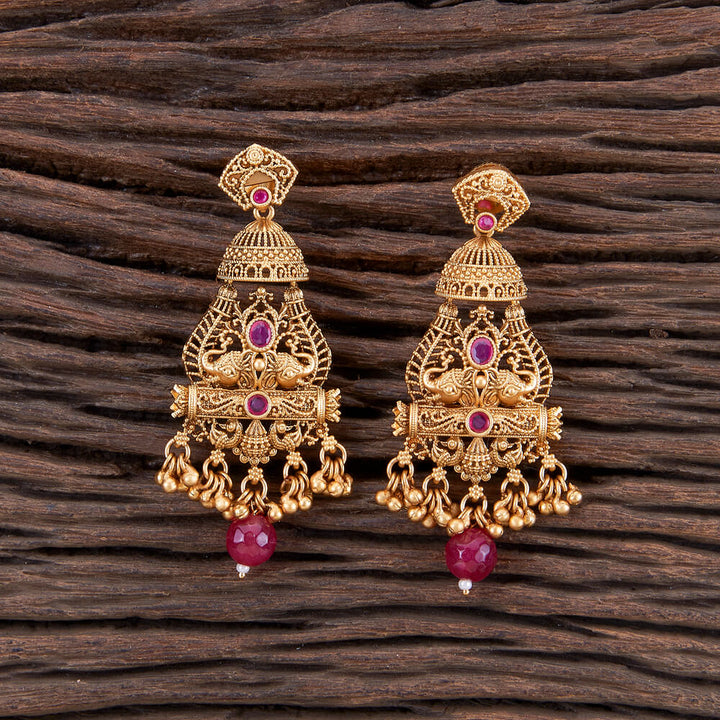 Antique Peacock Earring With Matte Gold Plating 216730