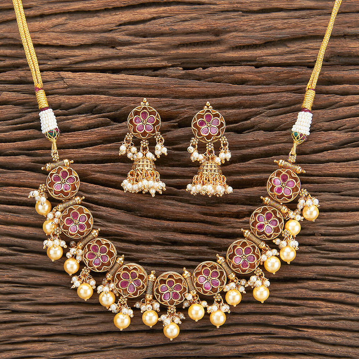 Antique Delicate Necklace With Gold Plating 216781