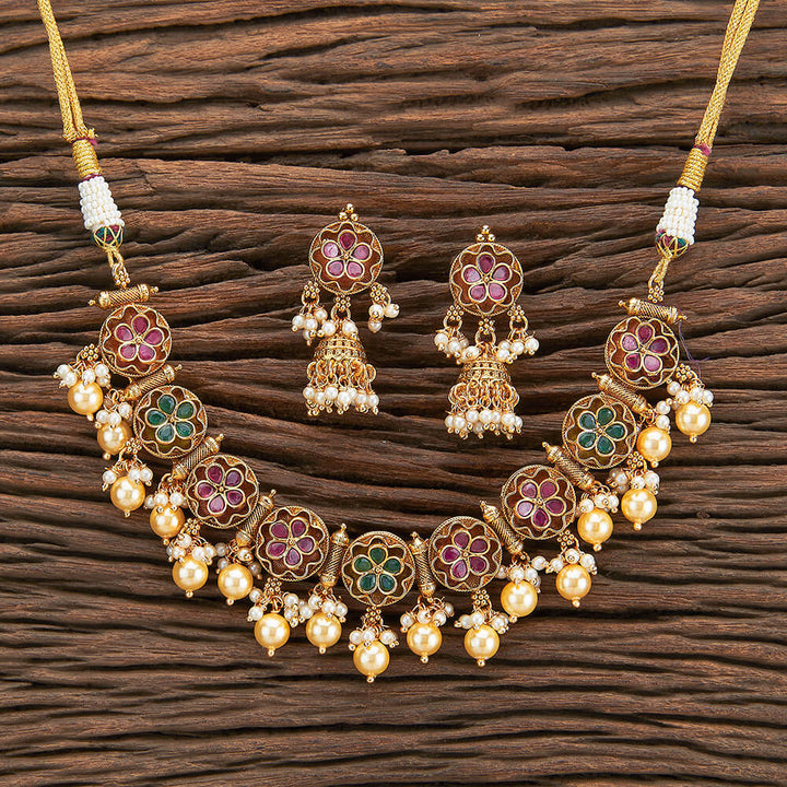 Antique Delicate Necklace With Gold Plating 216781