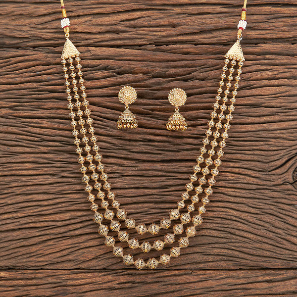 216808 Antique Plain Gold Necklace With Gold Plating