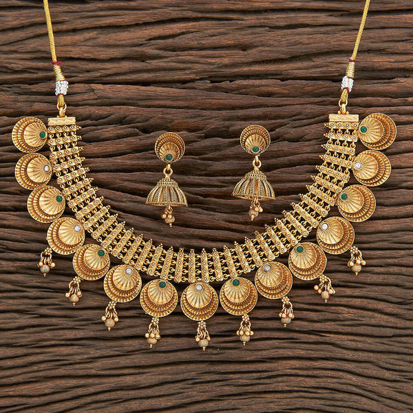 Antique Classic Necklace With Matte Gold Plating 216872