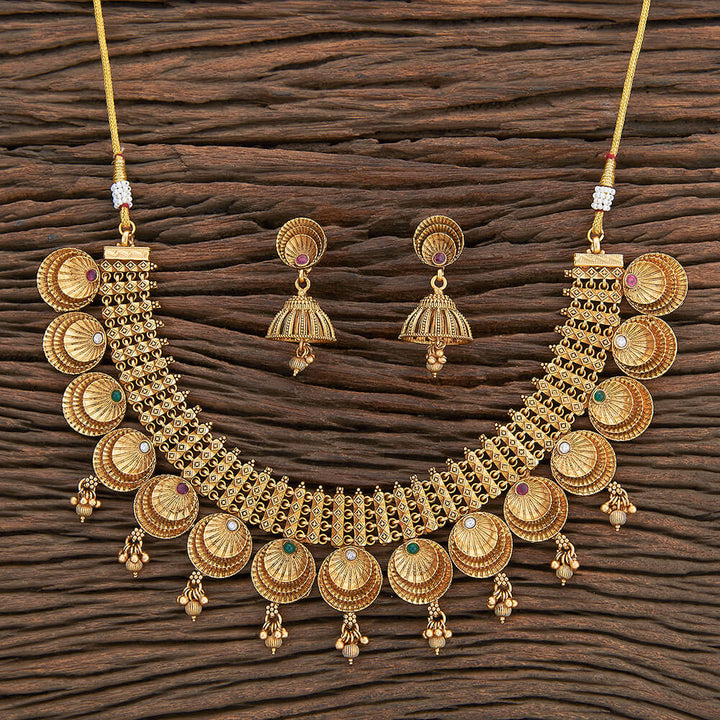 Antique Classic Necklace With Matte Gold Plating 216872