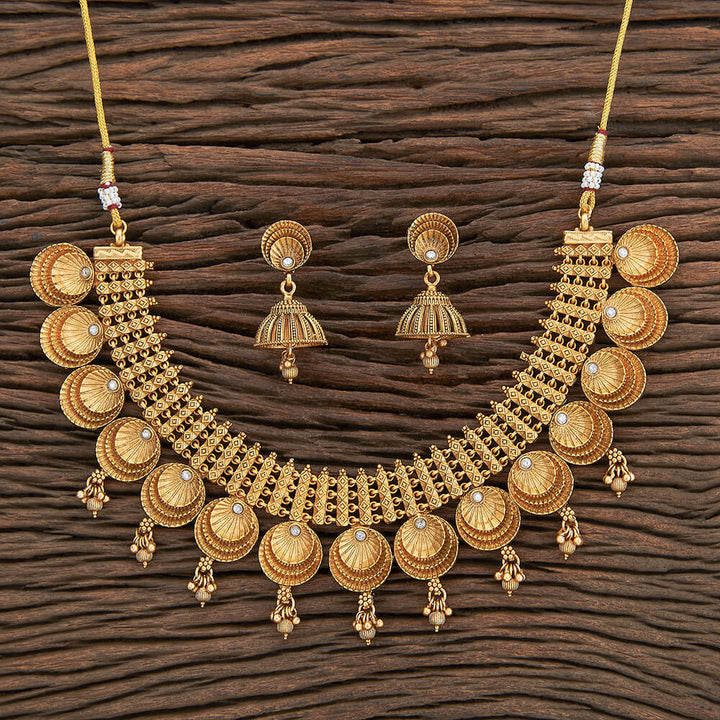 Antique Classic Necklace With Matte Gold Plating 216872