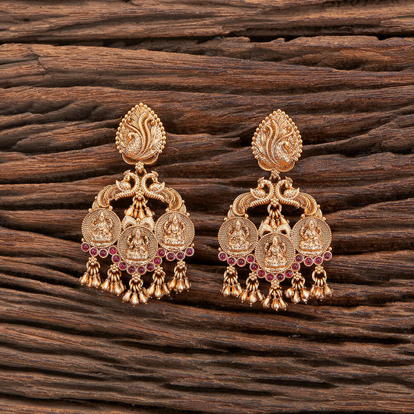 Antique Temple Earring With Matte Gold Plating 217092