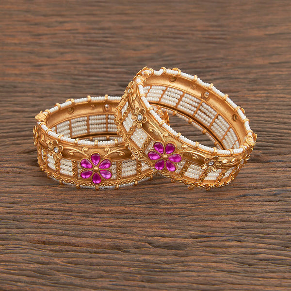 Antique Openable Bangles With Matte Gold Plating 217285