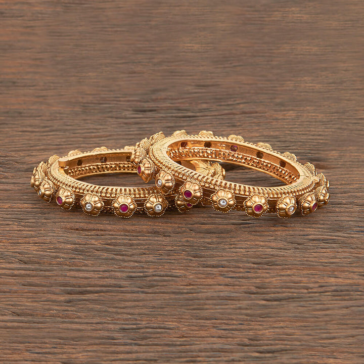 Antique Openable Bangles With Matte Gold Plating 217313