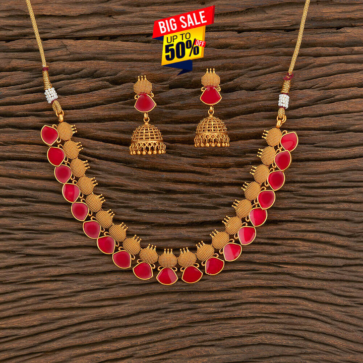 Antique Classic Necklace With Matte Gold Plating 217390