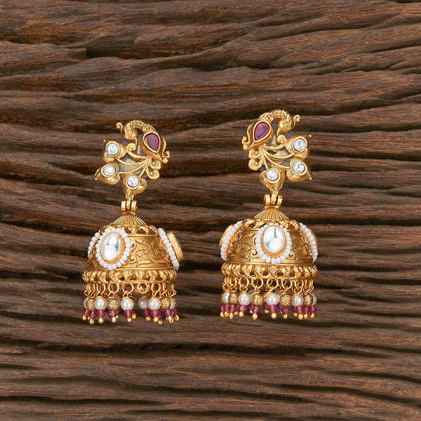 Antique Moti Earring With Matte Gold Plating 217414