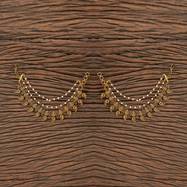 Antique Temple Ear Chain With Matte Gold Plating 217454