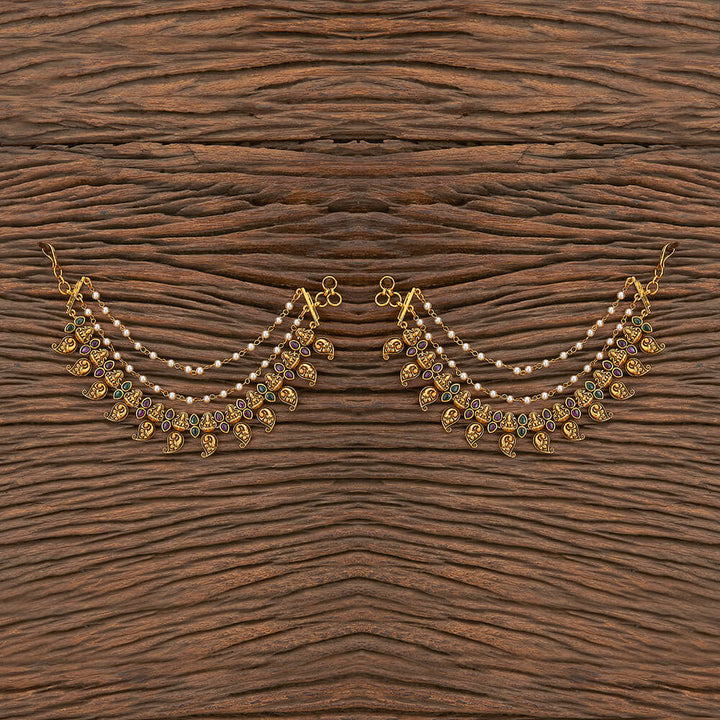 Antique Temple Ear Chain With Matte Gold Plating 217454