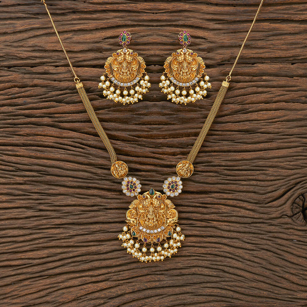 Antique Temple Necklace With Matte Gold Plating 217472