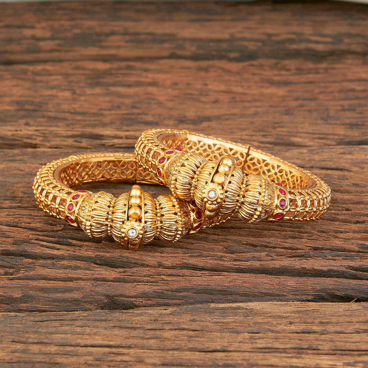 Antique Openable Bangles With Matte Gold Plating 217781