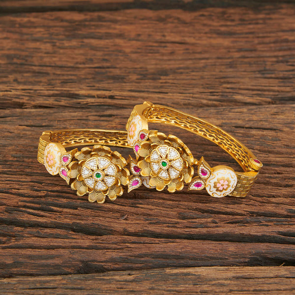 Antique Meenakari Bangles With Matte Gold Plating 217804