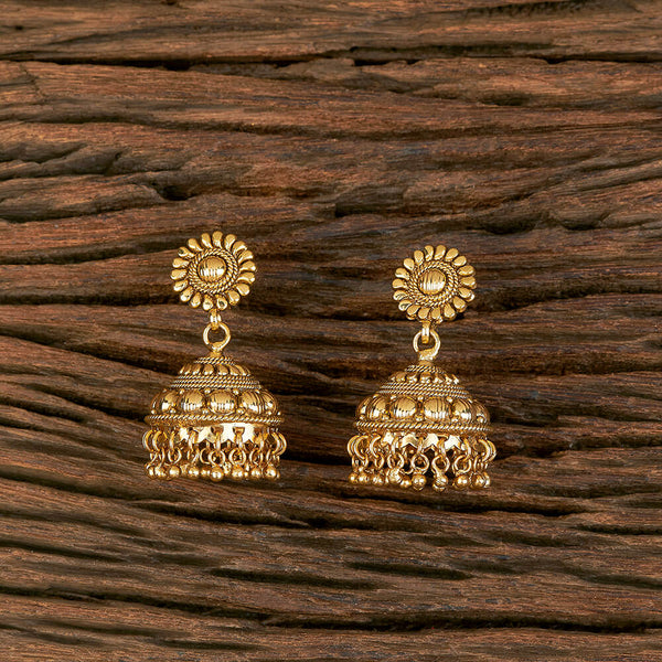 217972 Antique Plain Gold Earring With Gold Plating