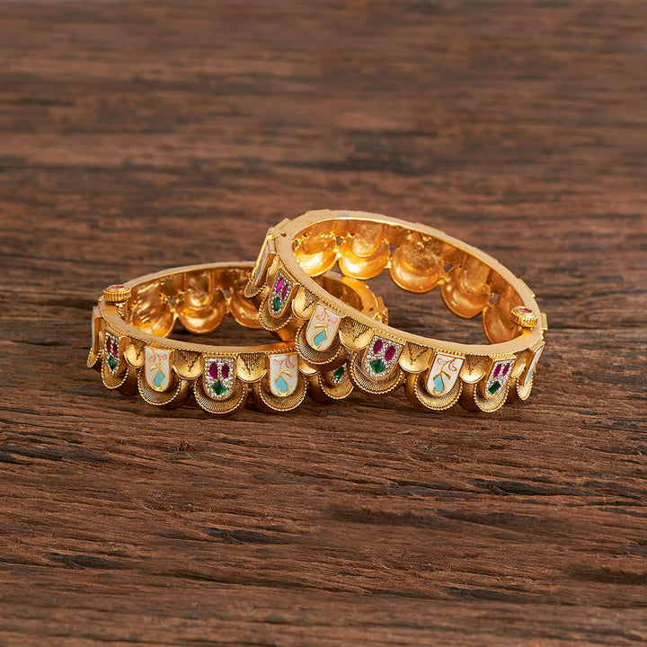 Antique Meenakari Bangles With Matte Gold Plating 218043