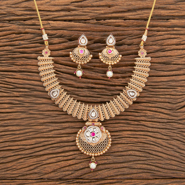 Antique Classic Necklace With Matte Gold Plating 218140