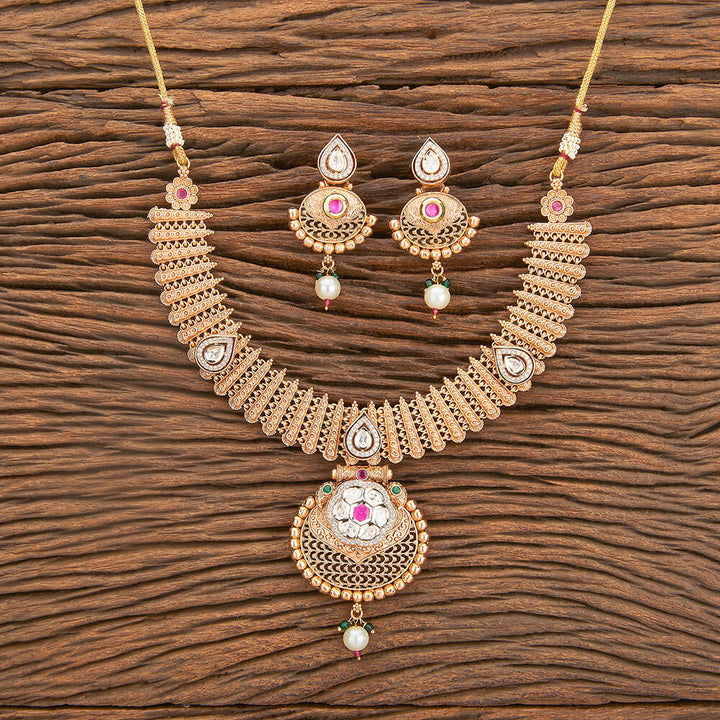 Antique Classic Necklace With Matte Gold Plating 218140