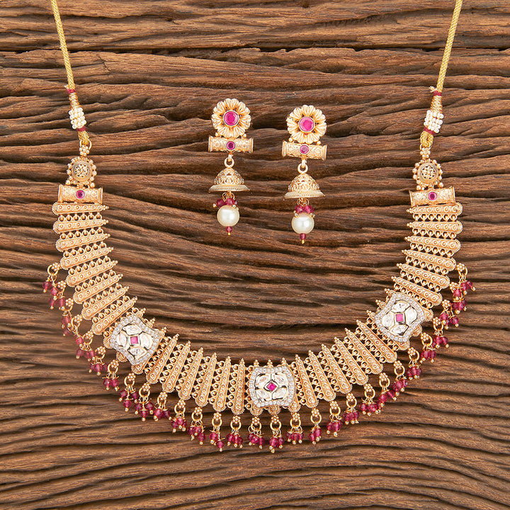 Antique Classic Necklace With Matte Gold Plating 218142