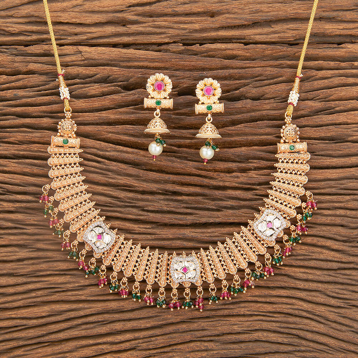 Antique Classic Necklace With Matte Gold Plating 218142