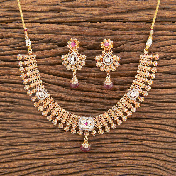 Antique Classic Necklace With Matte Gold Plating 218143