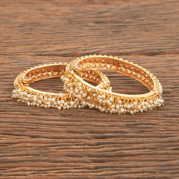 Antique Openable Bangles With Matte Gold Plating 218152