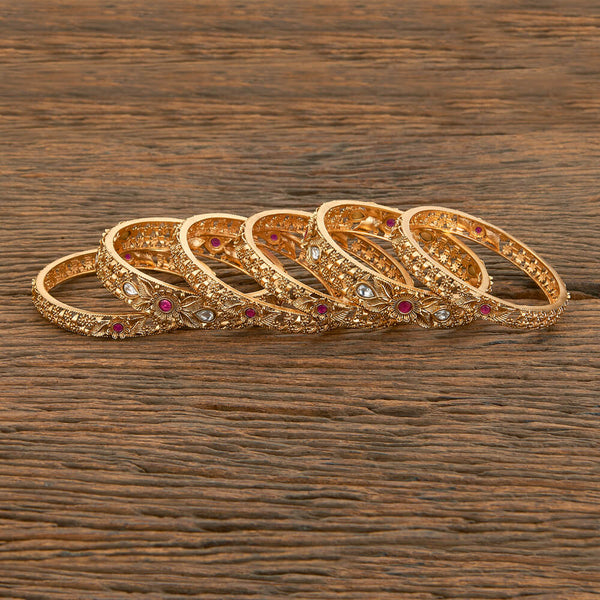 Antique Classic Bangles With Matte Gold Plating 218170