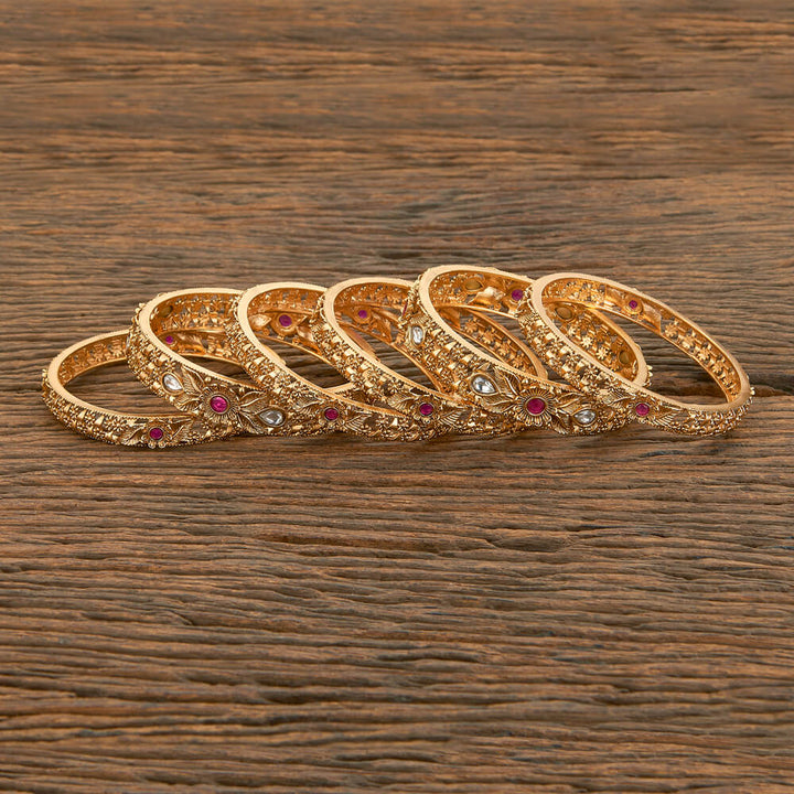 Antique Classic Bangles With Matte Gold Plating 218170