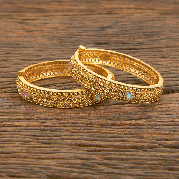 Antique Openable Bangles With Matte Gold Plating 218172