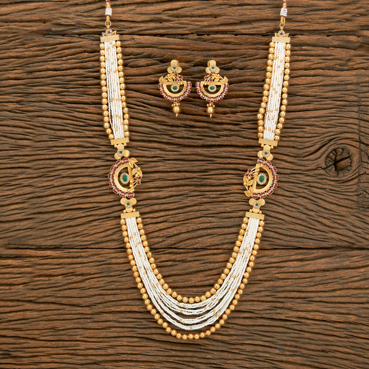 Antique Mala Necklace With Matte Gold Plating 218185