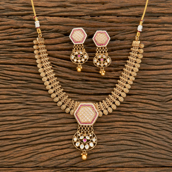 Antique Classic Necklace With Matte Gold Plating 218188