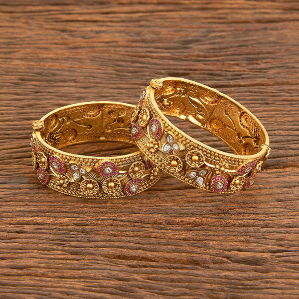 Antique Openable Bangles With Matte Gold Plating 218287