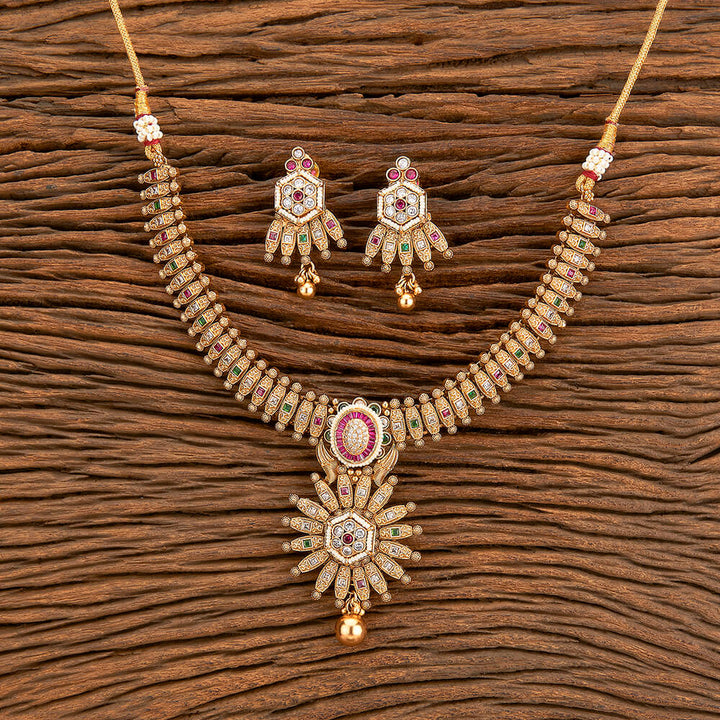 Antique Classic Necklace With Matte Gold Plating 218307