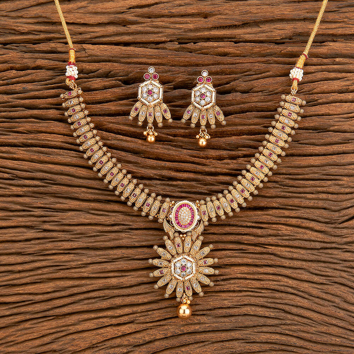 Antique Classic Necklace With Matte Gold Plating 218307