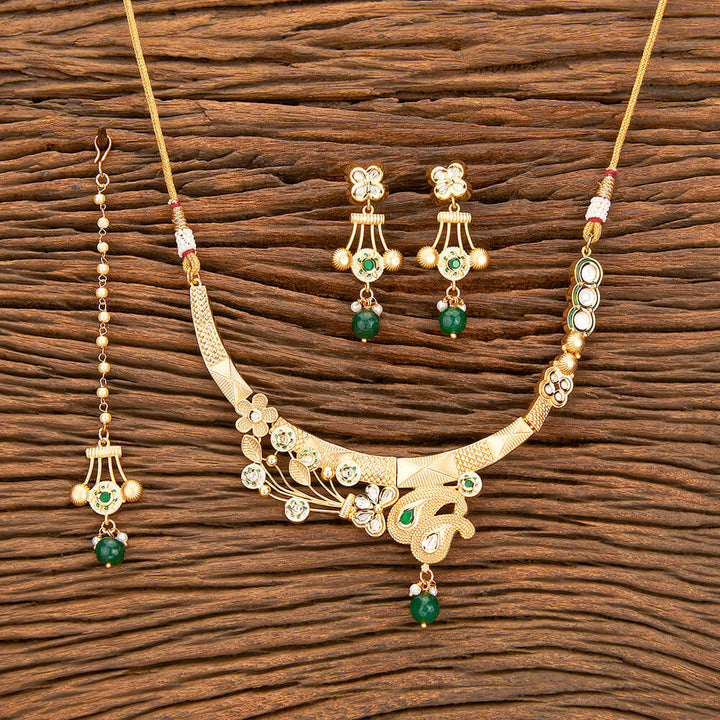 Antique Meenakari Necklace With Matte Gold Plating 218331