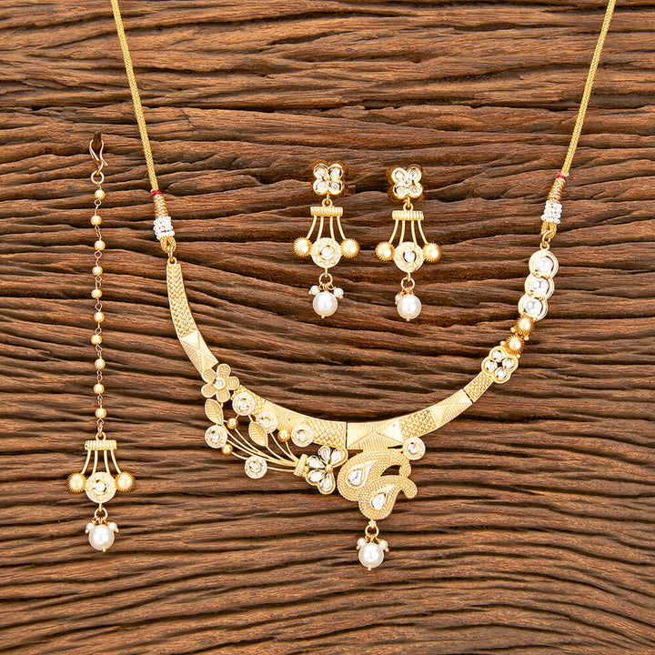 Antique Meenakari Necklace With Matte Gold Plating 218331