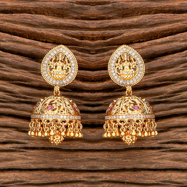 Antique South Indian Earring With Matte Gold Plating 218371