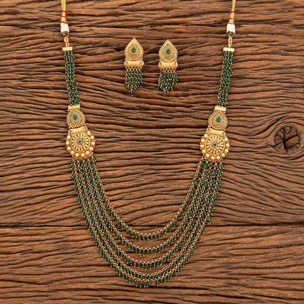 Antique Mala Necklace With Matte Gold Plating 218374